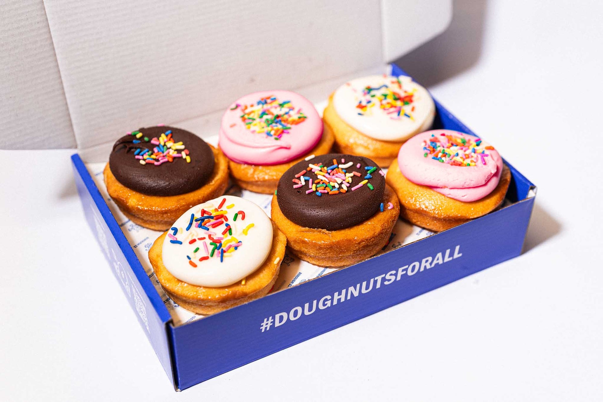 Party box of gluten-free, vegan baked doughnuts